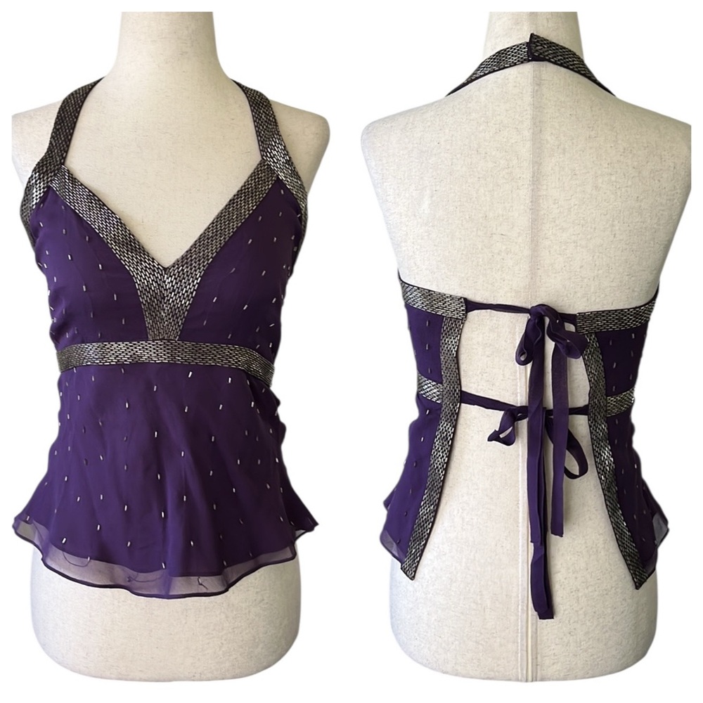 Tokyo Denim Silk Halter Blouse that ties in back